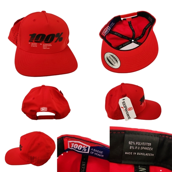 100% Percent New Unisex Red Drive Snapback performance hybrid Cap Hat Snap back - Picture 4 of 9